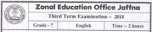 Grade 7 | English | English medium | Term 3 | 2018